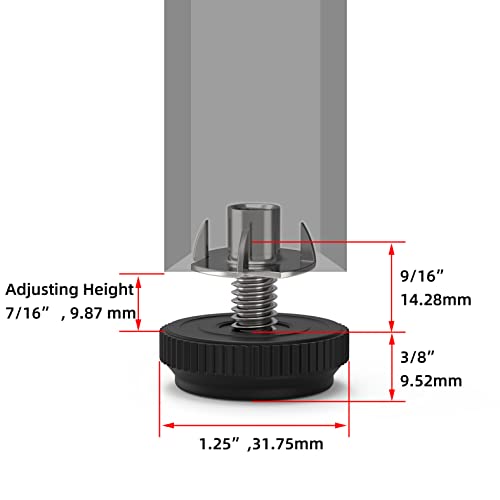 ONEHOME 8 Pack 5/16-18 Stainless Steel Adjustable Threaded Furniture Leg Leveling Feet Screw-in Glide Levelers with T- Nut Kit,Screw Foot On Furniture Glide Leveling for Table,Chair,Furniture