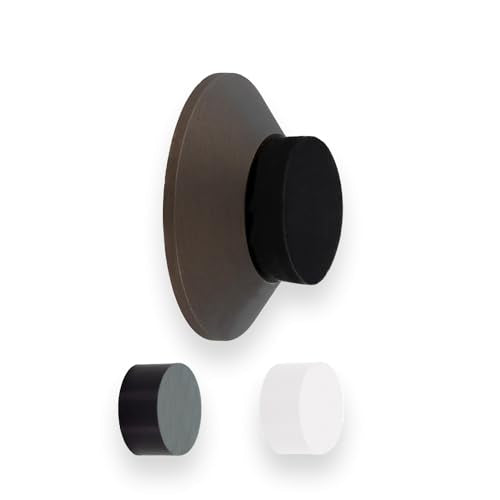 EVI Herrajes | Adhesive Door Stop | Wall Mounting | 1.77x0.66in | Rustic Brass | White and Black Rubber Included | Adhesive or Screw Installation | Modern Conical Design - color: Rustic Brass, size: 1,77x0,66"