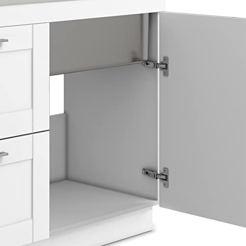 SIMPLIHOME Modern Wide Shaker All-in-One 46 inch Wide Utility Sink and Laundry Cabinet in Pure White Finish, Transitional Stainless Steel Sink Cabinet for Laundry Rooms with High-Arch Chrome Faucet - color: White, size: 46 inch