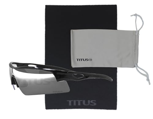 TITUS G20 All Sport Safety Glasses Shooting Eyewear Motorcycle Protection ANSI Z87+ Compliant - color: Black Frame - Mirror Lens - With Pouch