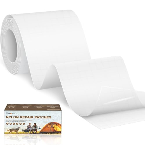 Cahomo 3x79 Inch Nylon Repair Patch Nylon Repair Tape Self Adhesive Fabric Tapes Outdoor Camping Gear Fabric kit for Tent, Umbrella, Down Jackets, Sleeping Bag, Knapsack（Clear） - color: Clear, size: 3x79 inch