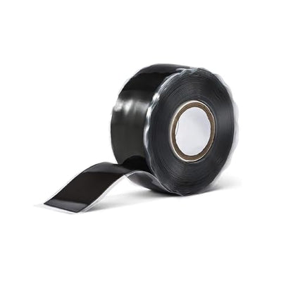 Waterproof Duct Tape 2.5cm x 3m, Silicone Repair Tape Plumbers Tape, Self Fusing Rubber Tape Waterproof Tape for Leaks, Rubber Seal Tape for Pipes, Faucets, Handles (Black)