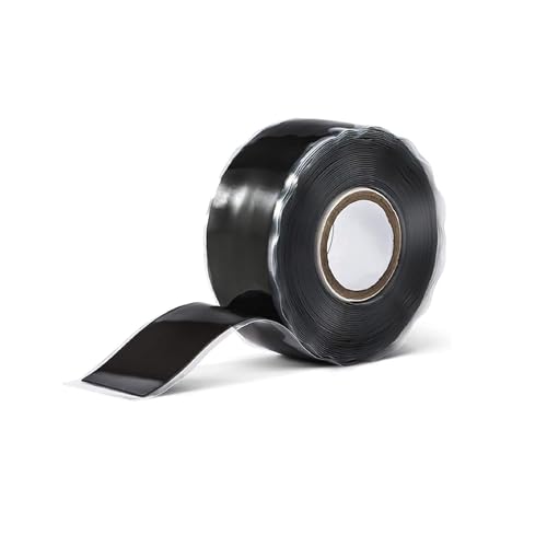 Waterproof Duct Tape 2.5cm x 3m, Silicone Repair Tape Plumbers Tape, Self Fusing Rubber Tape Waterproof Tape for Leaks, Rubber Seal Tape for Pipes, Faucets, Handles (Black)