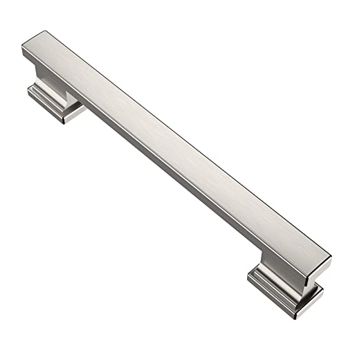 Alzassbg 10 Pack Brushed Satin Nickel Cabinet Pulls, 5 Inch(128mm) Hole Centers Kitchen Cabinet Handles for Cabinets and Drawers AL3061SN - color: Brushed Satin Nickel, size: 5" Hole Center