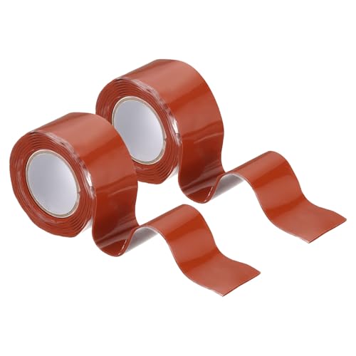 uxcell 2 Pcs Self Fusing Silicone Tape, 1" x 3ft Waterproof Water Leak Sealing Tape for Plumbing Pipe Hose Repair Handles, Red (0.5mm Thick) - color: Red
