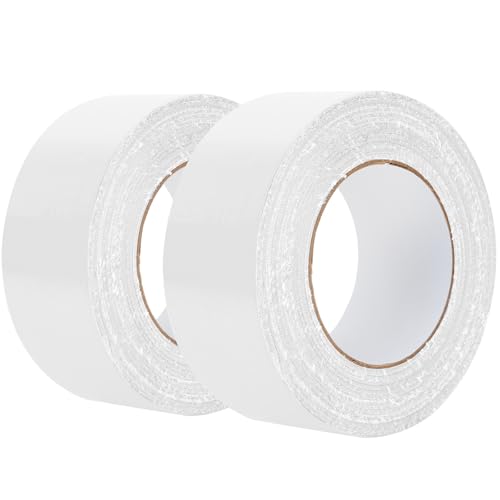 AUXMOTEC White Duct Tape Heavy Duty Waterproof, 80 Yards X 2 Inch, 9 Mils Thickness Strong Adhesive Sticky, No Residue, Easy Tear by Hand for Home Repairs Indoor Crafts Packing HVAC and Construction - color: White 2 Inches Width, size: 80 Yards, 40 Yards/