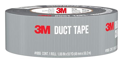 3M Basic Duct Tape, 1.88 in x 55 yd, 1 Roll, Hand Tear Silver Duct Tapes for Temporary Repairs, Indoor Use, Great for Bundle, Patch, Protect & Repair (1055) - size: 55 yards, style: 1 roll