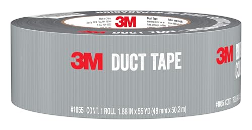 3M Basic Duct Tape, 1.88 in x 55 yd, 1 Roll, Hand Tear Silver Duct Tapes for Temporary Repairs, Indoor Use, Great for Bundle, Patch, Protect & Repair (1055) - size: 55 yards, style: 1 roll
