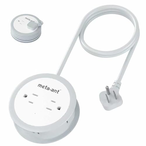 meta-ant Cruise Power Strip for Travel, 7 in 1 Extension Cord with 4 AC Outlets 2 USB-A and 1 USB-C Ports, 5 ft Flat Plug Wrapped Around Power Strip for Cruise Office, Hotel, Home - color: White, size: 5FT