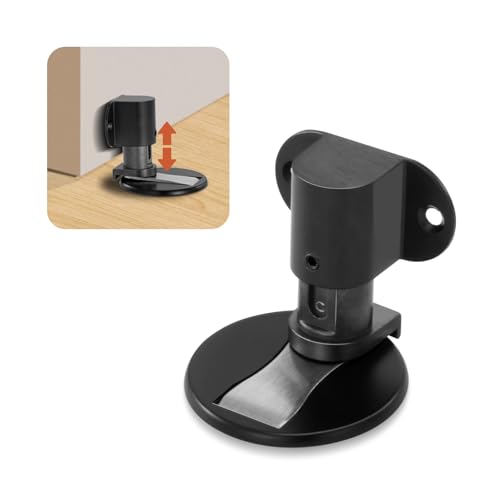 Invisible Magnetic Door Stopper, Adjustable & Floor Standing Door Stopper, No-Drill Easy Installation, Protects Wall from Damage (Black-1 Pack) - color: Black-1 Pack