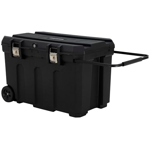 CRAFTSMAN 37-in. Rolling Tool Box with Wheels, Black, Plastic, Lockable (CMST37025) - style: 50 gallon Chest