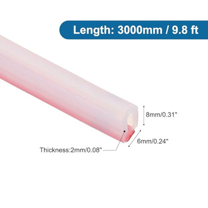 PATIKIL Silicone Weather Stripping Door Seal, 9.8 ft D Shape Weather Stripping Self Adhesive Door Seal Strip for Door Frame, Window Sealing, Large Gap, 15/64" Wx5/64 Tx5/16 H, Clear/Red - size: 9.8 ft Long, 15/64"Wx5/64"Tx5/16"H