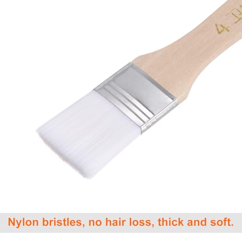 HARFINGTON 20pcs 1" Nylon Flat Wall Paint Brushes, Soft Bristle with Wood Handle for Painting DIY Latex Paints, Furniture, Cabinets, Fences, White - color: White, size: 1 inch