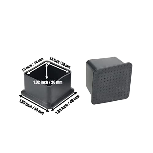 Mcredy Chair Leg Caps Table Chair Leg Cover Foot End Cap Protector Inner Size 1.5"x1.5" Rubber Furniture Foot Fit for Square Chair Feet Floor Protectors, Black-4 Pcs - size: 38x38mm/1.5" x 1.5",4 PCS