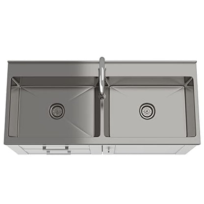 SIMPLIHOME Modern Wide Shaker All-in-One 46 inch Wide Utility Sink and Laundry Cabinet in Pure White Finish, Transitional Stainless Steel Sink Cabinet for Laundry Rooms with High-Arch Chrome Faucet - color: White, size: 46 inch