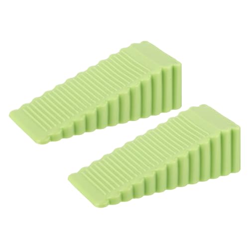 uxcell 2 Pcs Door Stoppers for Bottom of Door, 28mm/1.10 Inch Door Stops, Rubber Door Stopper Wedge Anti Slip, Window Stopper Door Stackable, Green - color: Green, size: 1.1-inches