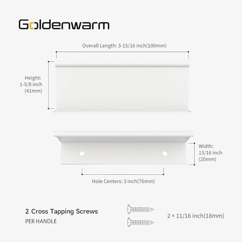 goldenwarm 5 Pack White Finger Edge Pulls Drawer Finger Pulls Kitchen Hardware Handles Bedroom Dresser Drawers, 3in Hole Centers - color: White, size: 3in(76mm) Hole Centers