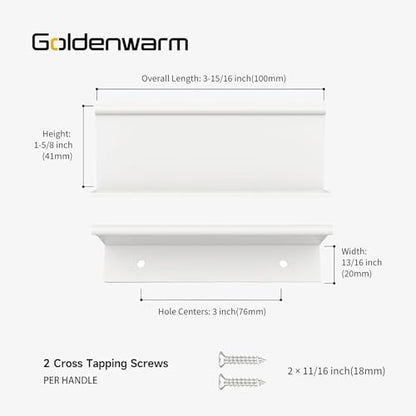 goldenwarm 5 Pack White Finger Edge Pulls Drawer Finger Pulls Kitchen Hardware Handles Bedroom Dresser Drawers, 3in Hole Centers - color: White, size: 3in(76mm) Hole Centers