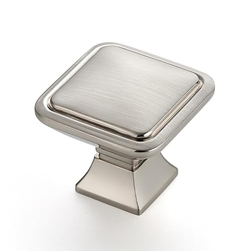 Ravinte 5 Pack Solid Single Hole Square Foot Cabinet Arch Knobs Kitchen Brushed Nickle Knobs Silver Drawer Pulls Kitchen Cabinet Hardware Pulls for Cupboard Handles - color: Brushed Nickel