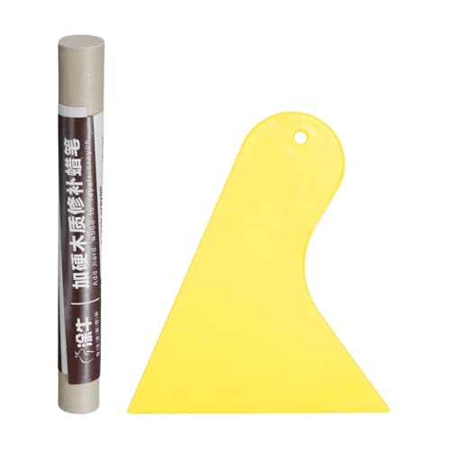 Generic Wood Filler Sticks Wood Furniture Scratch Repair Filler Sticks Furniture Touch Up Markers with Yellow Scraper for Wood Holes Wood Floor Table Door Cabinet, Taupe - color: Taupe