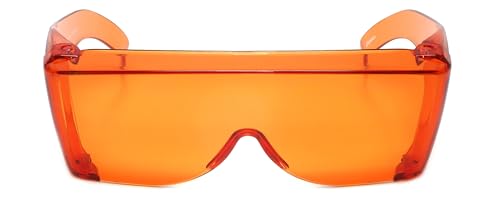 Calabria 3000 Fitover Safety Glasses with Uni-Lens – [Dark Orange Red] Wrap Around Eye Protection | Anti-Fog Scratch Resistant | Protective Eyewear - color: Dark Orange Red