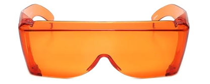 Calabria 3000 Fitover Safety Glasses with Uni-Lens – [Dark Orange Red] Wrap Around Eye Protection | Anti-Fog Scratch Resistant | Protective Eyewear - color: Dark Orange Red