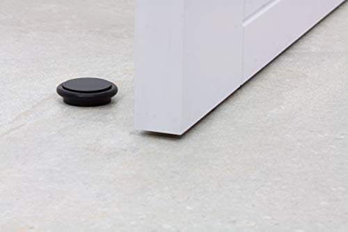 EVI Herrajes Adhesive Door Stop, Black Lacquered Stainless Steel, Modern Design, 12 x 35 mm, 1 Piece - color: Black Lacquered - Black Rubber