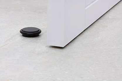EVI Herrajes Adhesive Door Stop, Black Lacquered Stainless Steel, Modern Design, 12 x 35 mm, 1 Piece - color: Black Lacquered - Black Rubber