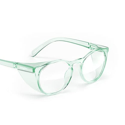 Stoggles Round Z87.1 Certified Polycarbonate Safety Glasses, Scratch & Shatter-Proof, Blue-Light & UV Blocking Lens, Top & Side Shields, Anti-Fog Dip Coated, Durable, Protective & Stylish Eyewear - color: Jade