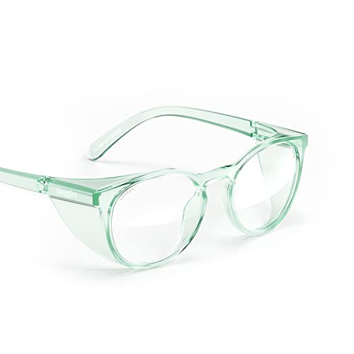Stoggles Round Z87.1 Certified Polycarbonate Safety Glasses, Scratch & Shatter-Proof, Blue-Light & UV Blocking Lens, Top & Side Shields, Anti-Fog Dip Coated, Durable, Protective & Stylish Eyewear - color: Jade