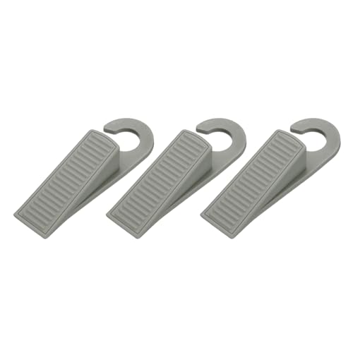 PATIKIL 3 Pcs Doorstops, Rubber Hook Door Stopper Rubber Wedge Door Protector for Bottom of Carpet Hardwood Concrete Tile All Flooring Surfaces, Gray - color: Gray