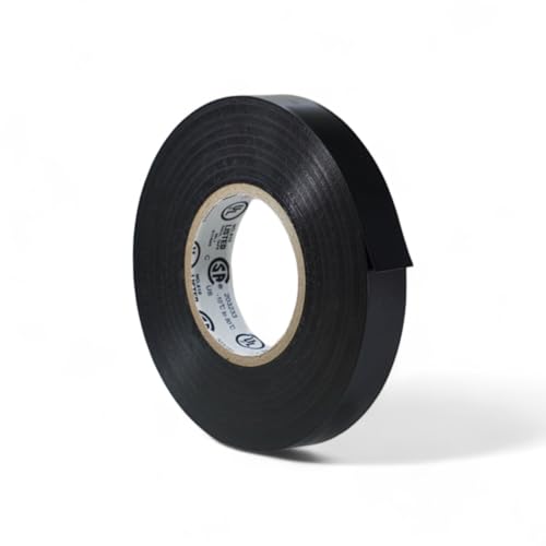 GGR Supplies T.R.U. EL7566-AW Professional Grade Rubber Black PVC Electrical Tape, Rated up to 600 Volts and 176 F - UL/CSA/CE Listed Synthetic: 1/2 in. x 66 Ft. (8 Mil) - size: 1/2 in. x 66 ft. (12mm)