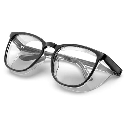 MORK&SUKY Safety Glasses, Stylish Goggles With No Fog Lense, Alternatives To Regular Protective Eyewear For Lab and Nursing. - color: Black