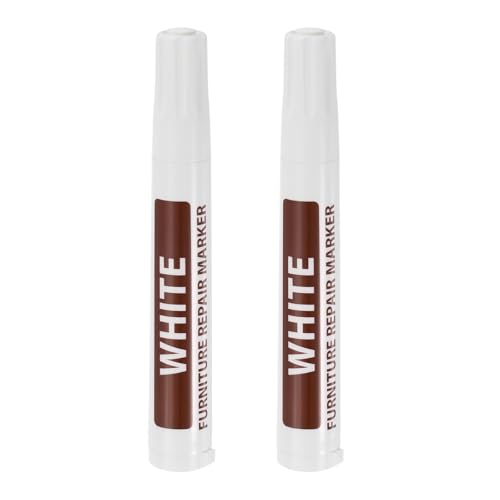 uxcell Furniture Repair Wood Markers, 2 Pcs White Touch Up Filler Sticks, Oil Based Paint Markers for Scratches, Wood Floors, Tables, Cabinet, Carpenters, Cover Ups - color: White