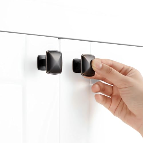 Oil Rubbed Bronze Cabinet Knobs Bronze Drawer Knobs, 10 Pack 1-1/4 Inch, 1990 Square Single Hole Cabinet Pulls for Kitchen Cabinets Drawers Bedroom Dresser Cupboard Bathroom Vanity - color: Oil Rubbed Bronze, size: 1-1/4 Inches, style: 10 Pack Square Knob