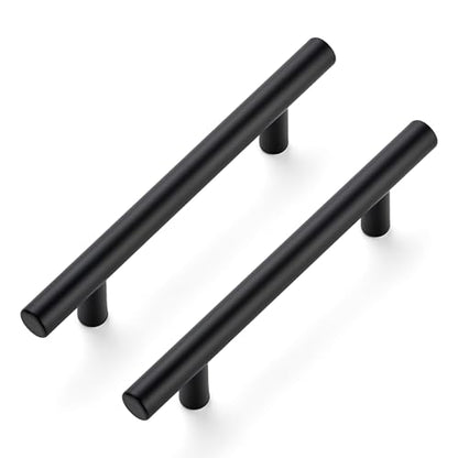 10 Pack Cabinet Handles with 3.75 Inch (96mm) Hole Center Matte Black Cabinet Pulls Stainless Steel Drawer Pulls, Kitchen Knobs for Dresser Drawer, 6 Inch Overall Length - color: Matte Black T-Shaped, size: 3-3/4" Hole Center