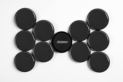 Super Sliders 2-1/2" Round Reusable Furniture Sliders for Carpet, Anti-Slip Protective Furniture Moving Pads for Beds, Sofas, Dressers, Set of 8, Black