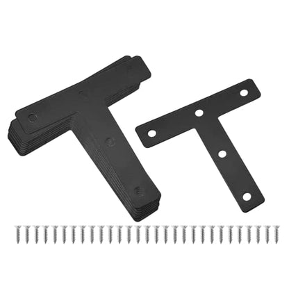 Uenhoy 10 Pcs T Shape Flat Mending Plates 80mm x 80mm (3.15" x 3.15") T Corner Braces T Bracket Connector Fixing Repair Plates for Furniture, Black - size: 80x80mm/3.15"x3.15", style: T Shape