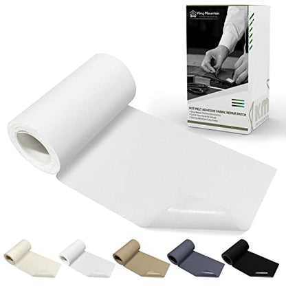 KING MOUNTAIN Canvas Iron on Patch,3"×60",Waterproof 100% Cotton Fabric Repair Patch,Used for Various Sofa,Tent,Clothes,Seats,Suitcases (White) - color: White, size: Canvas-3"x60"