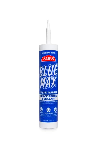 Ames Blue Max® Liquid Rubber Crack Repair & Sealant - 10.1 Ounce Cartridge Paintable Waterproof Sealant - Perfect for Shower and Tub Details, Filling Large Cracks, Holes and Gaps in Concrete