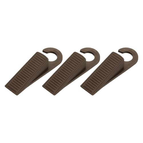 PATIKIL 3 Pcs Doorstops, Rubber Hook Door Stopper Rubber Wedge Door Protector for Bottom of Carpet Hardwood Concrete Tile All Flooring Surfaces, Chocolate - color: Chocolate