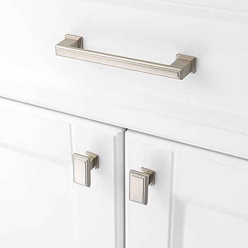 KOOFIZO 10 Pack Brushed Nickel Cabinet Knobs Satin Nickel Drawer Knobs K07 Rectangular Single Hole Cabinet Pulls for Cabinets Drawers Dresser Cupboard Bedroom Closet Bathroom Vanity - color: Brushed Nickel, size: Knob 01 - 10Pcs