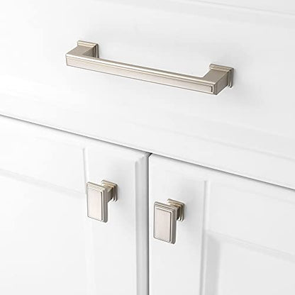 KOOFIZO 10 Pack Brushed Nickel Cabinet Knobs Satin Nickel Drawer Knobs K07 Rectangular Single Hole Cabinet Pulls for Cabinets Drawers Dresser Cupboard Bedroom Closet Bathroom Vanity - color: Brushed Nickel, size: Knob 01 - 10Pcs