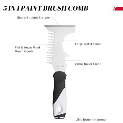 Mister Rui Paint Brush Set with Comb, 2" & 2.5" Angled Sash Brushes, Paint Brush Cleaner Tool, Commercial Grade for Trim, Cabinets & Rollers - size: 3PCS, 2", 2.5", Paint Comb