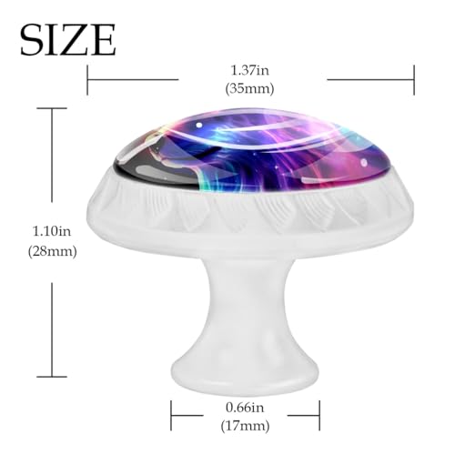 White Cabinet Knobs for Kitchen Cupboard Bathroom, Set of 4 Round Drawer Pulls with Screws, Wolf Print Galaxy Starry Sky Pattern - color: multi4437