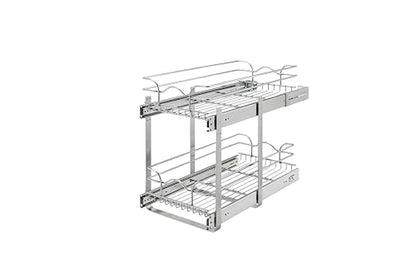 Rev-A-Shelf 2-Tier Kitchen Cabinet Pullout Shelf and Drawer Organizer Slide Out Pantry Storage Basket in Multiple Sizes, 12 x 22 In, 5WB2-1222CR-1 - size: 12" W X 22"d, style: Two Tier