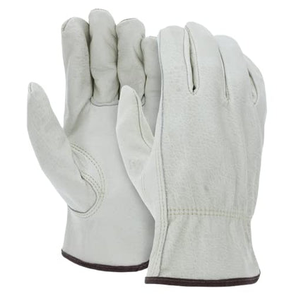 Palmer Safety 12 Pairs Heavy Duty Durable Cowhide Leather Work Gloves for Construction, Industrial and Personal Use - size: Large