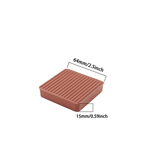Non Slip Furniture Pads, SAFYY Square Rubber Anti Skid Caster Cups Leg Coasters, Couch, Chair, Feet, and Bed Stoppers with Anti-Sliding Floor Grip, Furniture Floor Protectors - size: 2.5'' Brown 4 Pack
