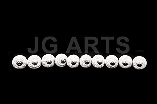 JGARTS 20 Knobs White Hand Painted Ceramic Knobs Cabinet Drawer Pull - color: White