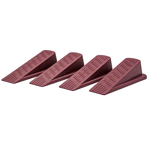 Door Wedge Stopper - 4 Pack (Maroon) - Classic Style - Rubber - Floor Mount - Doorstop - color: Maroon, size: 4 Pack
